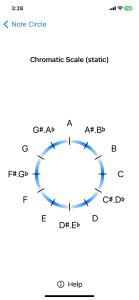 The note circle showing all twelve notes used in western music.